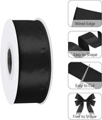Black 1.5 Inch Continuous 25 Yards Satin Wired Ribbon - Image 3