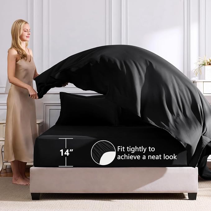 CozyLux Queen Comforter Set Black - Image 5