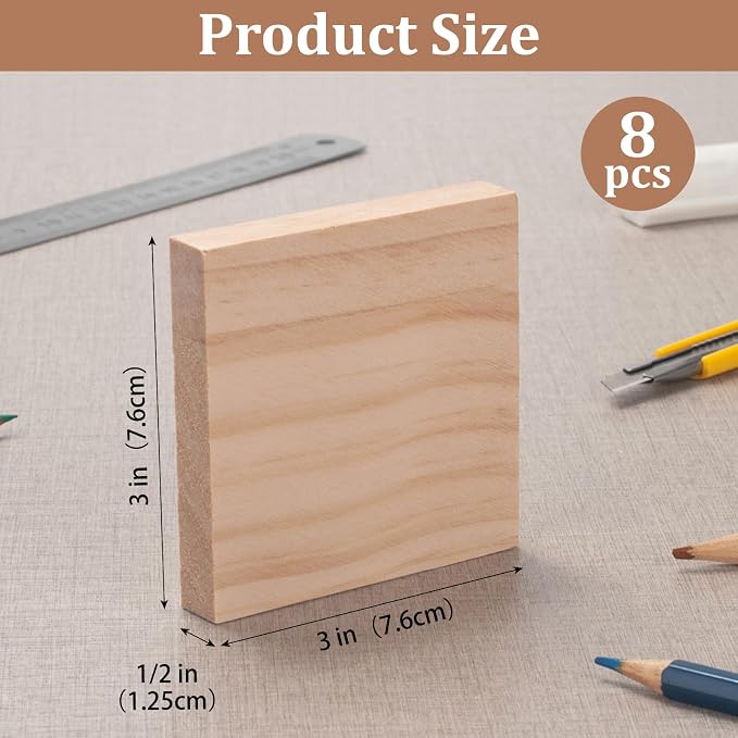 3″ X 3″ Wood Squares Wooden Blocks - Image 3