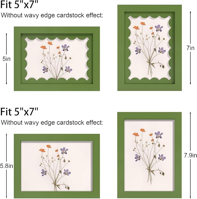 5x7 Picture Frame with Real Glass, Wooden cute 5 x 7 Photo Frame with Wavy Mat - Image 3