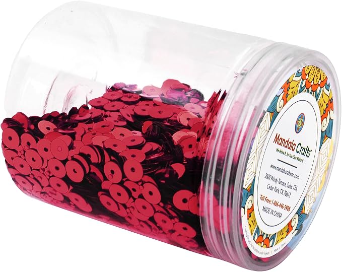 Mandala Crafts 6mm Flat Round Burgundy Sequins - Image 4