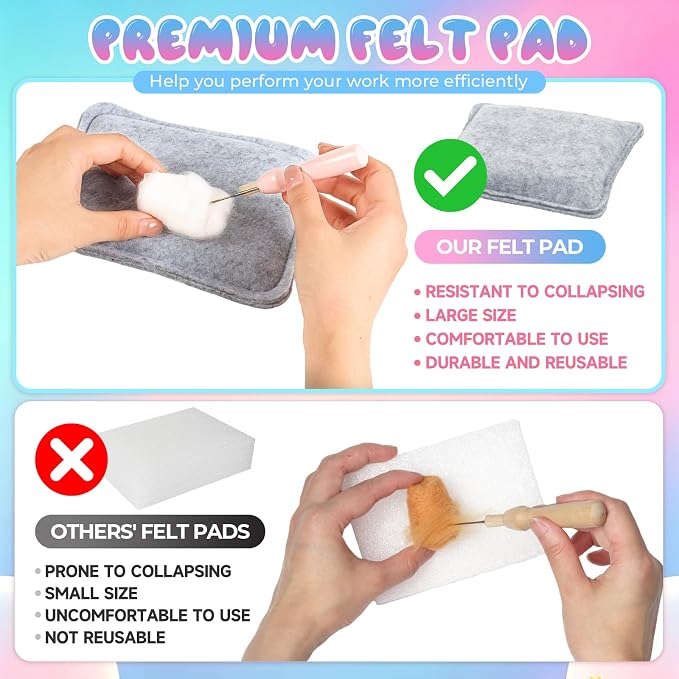 LUDOTEK Needle Felting Kit, Wool Felt Needle Felting Tools Foam Pad, Craft - Image 5