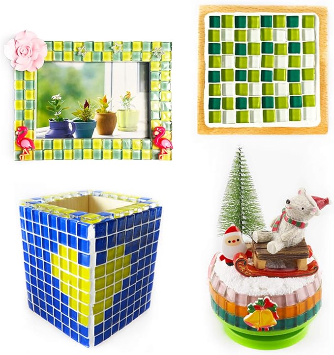 PINUO&KE 200 Pieces / 200 g Square Shapes 0.4x0.4 inch Square Ceramic Mosaic - Image 5