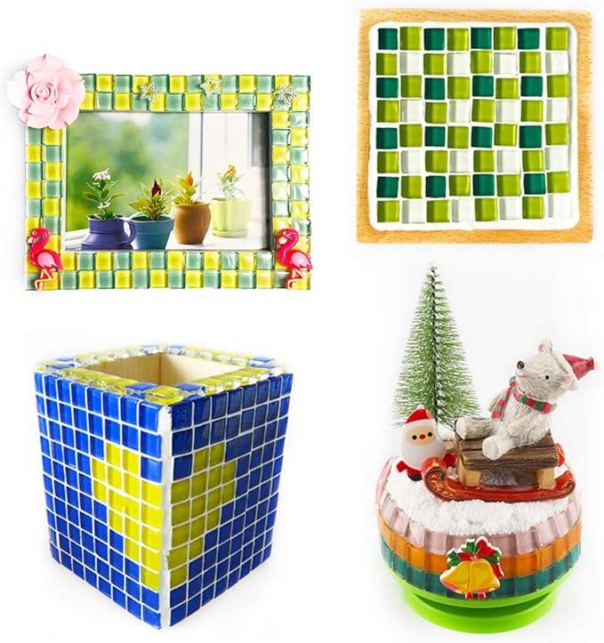 PINUO&KE 200 Pieces / 200 g Square Shapes 0.4x0.4 inch Square Ceramic Mosaic - Image 5