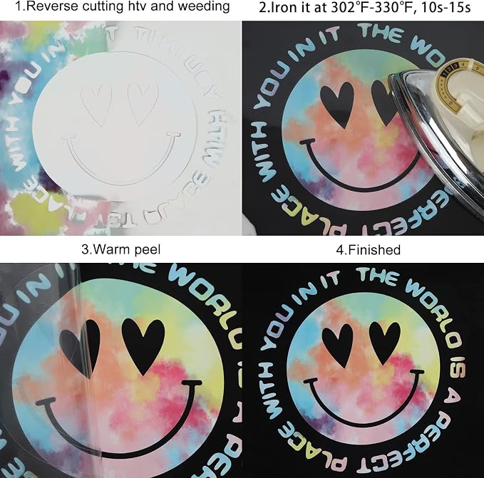 FUNKAKA Tie Dye HTV Heat Transfer Vinyl Bundle, 10 Sheets HTV Vinyl - Image 5