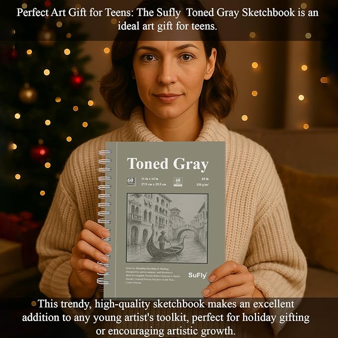SuFly Gray Toned Sketch Pad, 85lb/130gsm Toned Gray Paper - Image 6