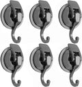 Heavy Duty Suction Cup Hooks for Shower, Bathroom Robe - Vacuum Glass Hooks, Reusable, No Hole Punched, for Garland Decoration (Silver Grey, 6 Pack)