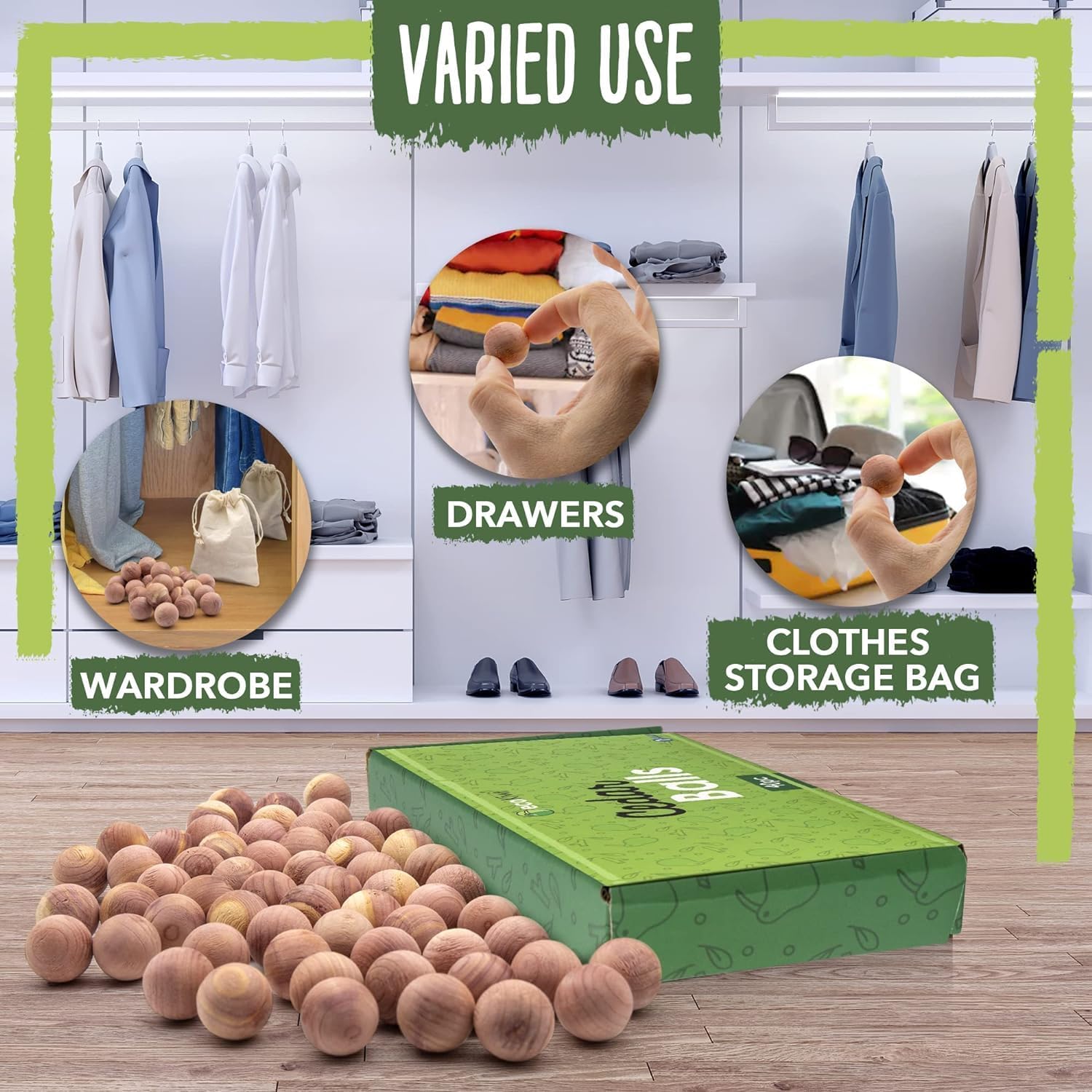 ecoKiwi Cedar Balls for Clothes Storage 40 Pack - 100% Natural Red Cedar Blocks for Clothes Storage - Aromatic Cedar Chips for Closets & Drawers - Cedarwood Oil Planks with Sandpaper & 3 Cotton Bags