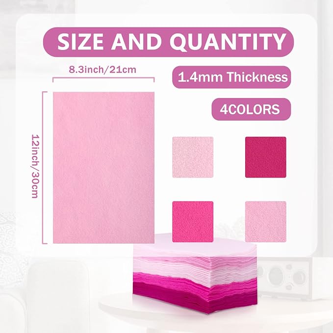 Jtnohx Soft Felt Sheets, 8x12 inches Assorted Craft Felt Fabric, 1.4mm Thick - Image 3