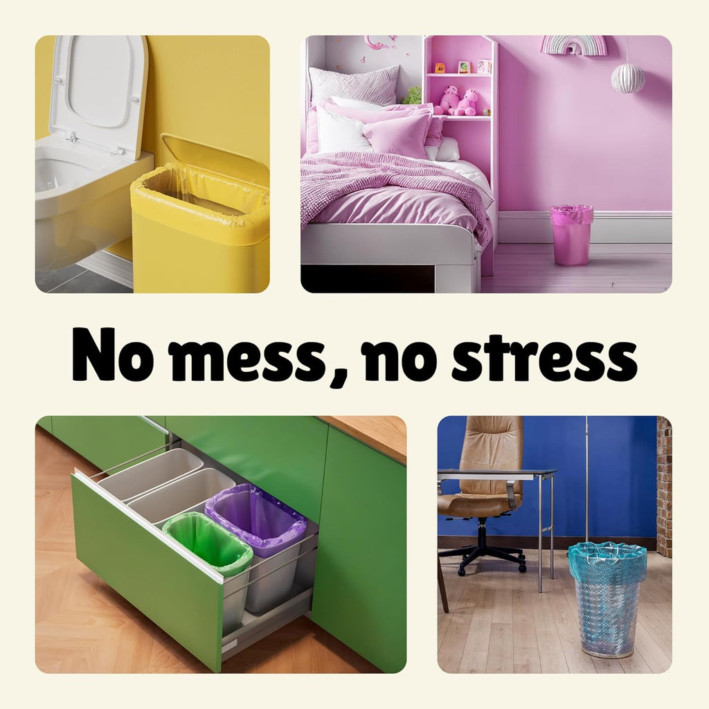 FORID Small Trash Bags 4 Gallon for Bathroom - Extra Thick Colored Garbage Bags Unscented,Strong Plastic Wastebasket Can Liners for Home Bedroom Office and Car,150 Bags Multi Colored