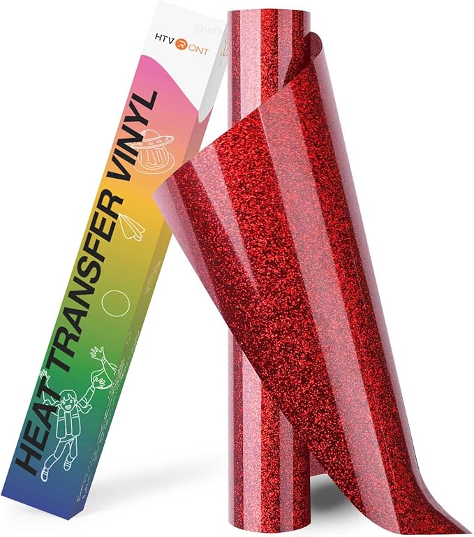HTVRONT Red Glitter HTV Vinyl Roll by HTVRONT