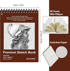 10 Pack Small Sketch Book, 5.5x8.5 Inch Top Spiral Sketchbook 60 Sheets Each - Image 2