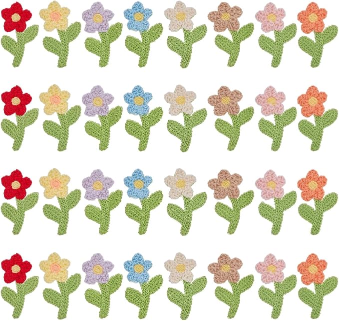 FINGERINSPIRE 32PCS Crochet Flowers Appliques by FINGERINSPIRE
