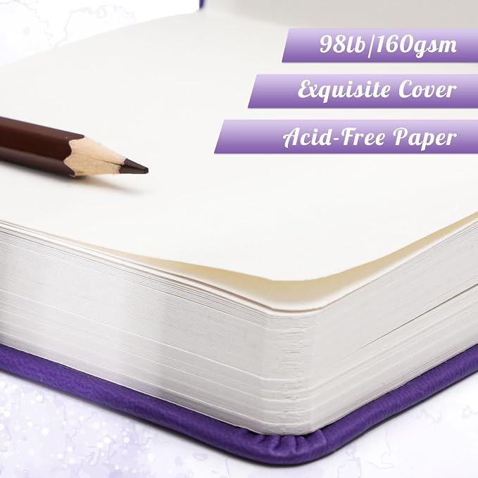 Hardcover Pocket Sketchbook, 98lb/160gsm Heavyweight Tiny Sketch Book, 80 - Image 3