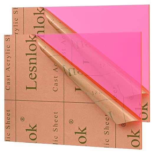 Fluorescent red Acrylic Sheets 1/8 inch Thick 3mm 2 Pack 12 x 16 Clear by Lesnlok