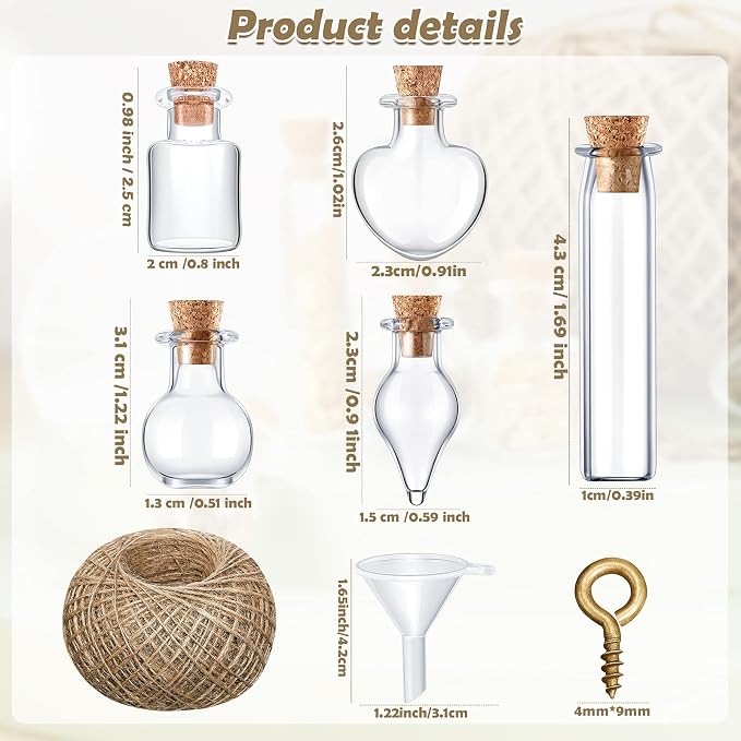 Geiserailie 50 Pieces Small Tiny Glass Spell Jars Bottle - Image 2