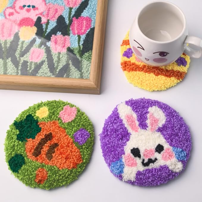 Avtytsda 6PCS Punch Needle Coaster Kit, Easy Punch Needle DIY Embroidery Set - Image 5