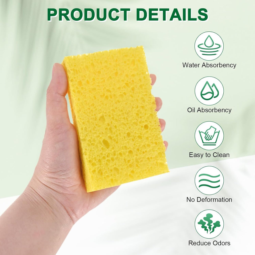 1-Set Kitchen Sponges, Condense Eco Cellulose Non-Scratch Scrub Heavy Sponge for Kitchen/Household/Bathroom, Clean Tough Messes Dish Scrubber [Multicolor]
