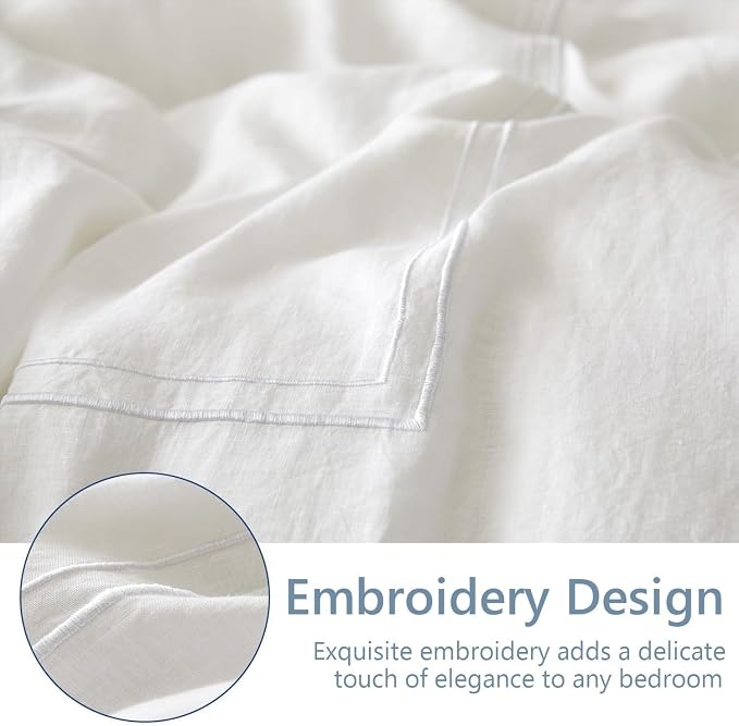 Simple&Opulence 100% Washed Linen Duvet Cover Set 68"x86" - Image 8