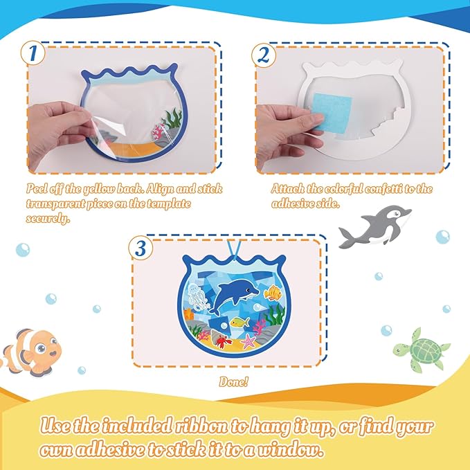 42PCS Summer Activities Crafts Bulk: Sea Animal Ocean Scene Paper Suncatchers - Image 5