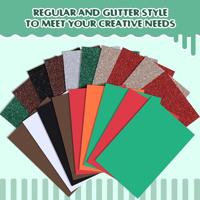 Feifeiya 48 Pack Glitter Foam Sheets Craft, 8 x 12 Inch Assorted Colors - Image 4
