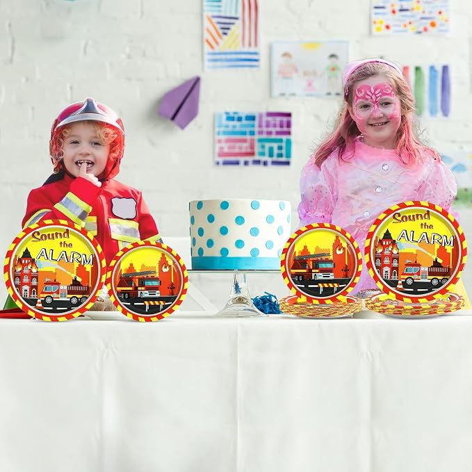 100 Pcs Firetruck Birthday Party Decorations Fireman Plates and Napkins - Image 6