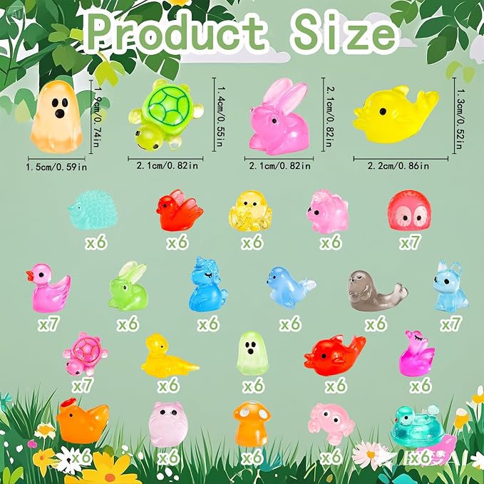 130 Pcs Luminous Mini Resin Animal Tiny Resin Animals Miniature Little Animal - Image 3