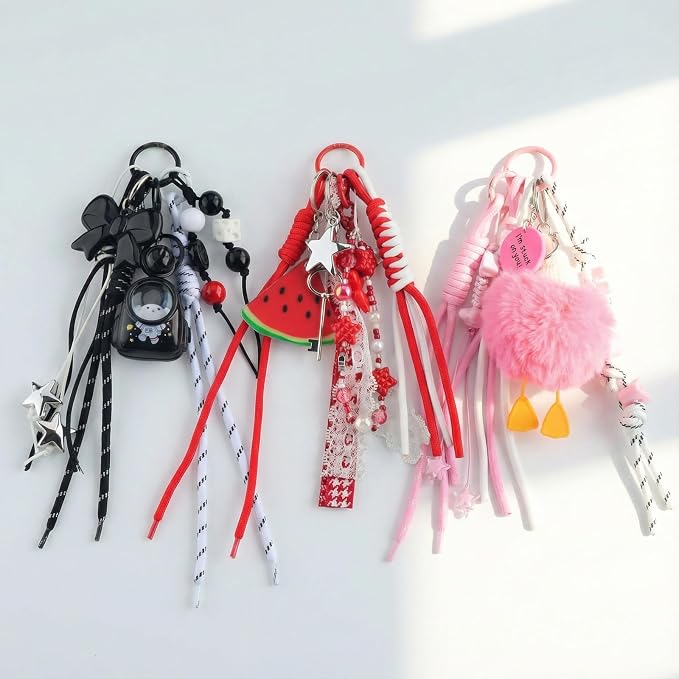 Paracord Keychain Paracord Bag Charm 12pcs Braided Nylon Rope Keychain Cord - Image 7