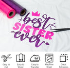 VinylRus Hot Pink Glitter HTV Heat Transfer Vinyl Roll - Image 2
