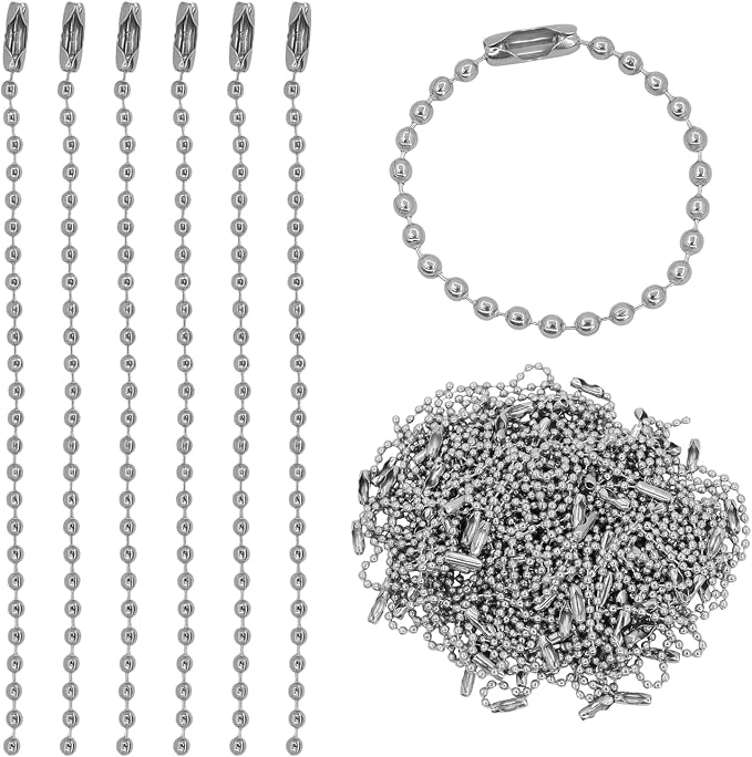 200 pcs Bead Ball Chains, 4 Inch Keychain Rings, by biteyued