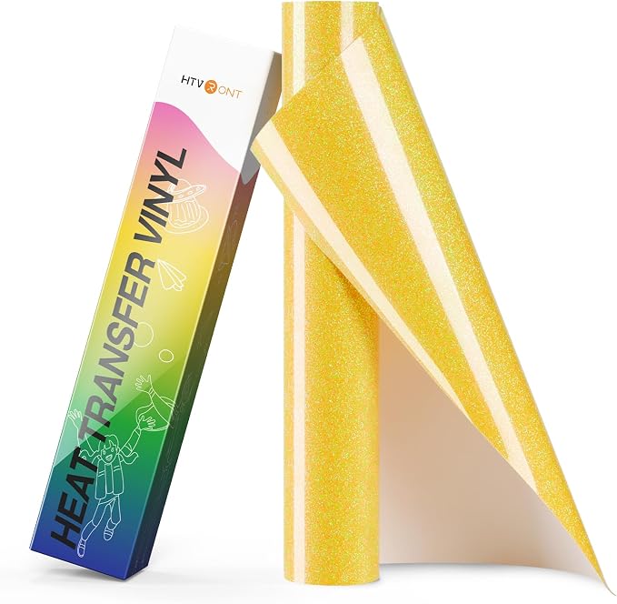 HTVRONT Yellow Glitter HTV Heat Transfer Vinyl Rolls by HTVRONT