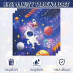 40 Pcs Space Birthday Decorations Blue Galaxy Planet Birthday Paper Plates and - Image 4