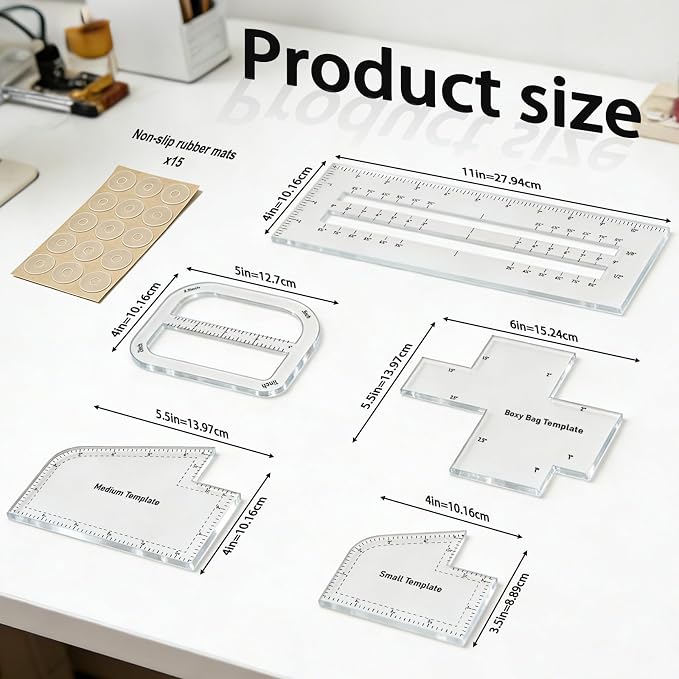 5Pcs Boxy Bag Making Templates for DIY Sewing Enthusiast | Bag Making Supplies - Image 2