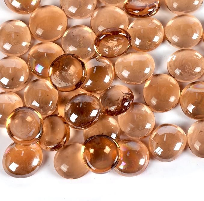 0.5 lb Pink Glass Beads for Vases, Glass Pebbles, Flat Marbles Stones for Vase by MBKHFLL