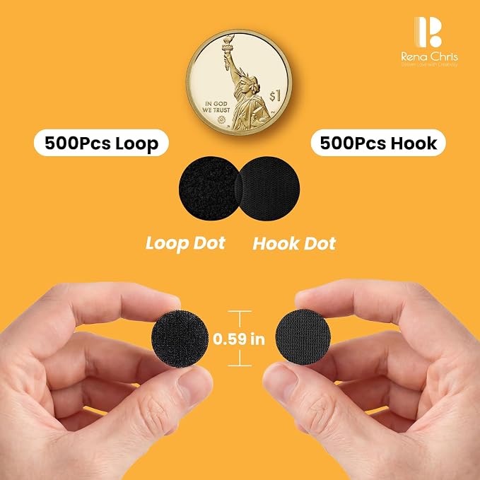 Self Adhesive Dots, Strong Adhesive 1000pcs 0.59" Diameter Sticky Nylon Dots - Image 2
