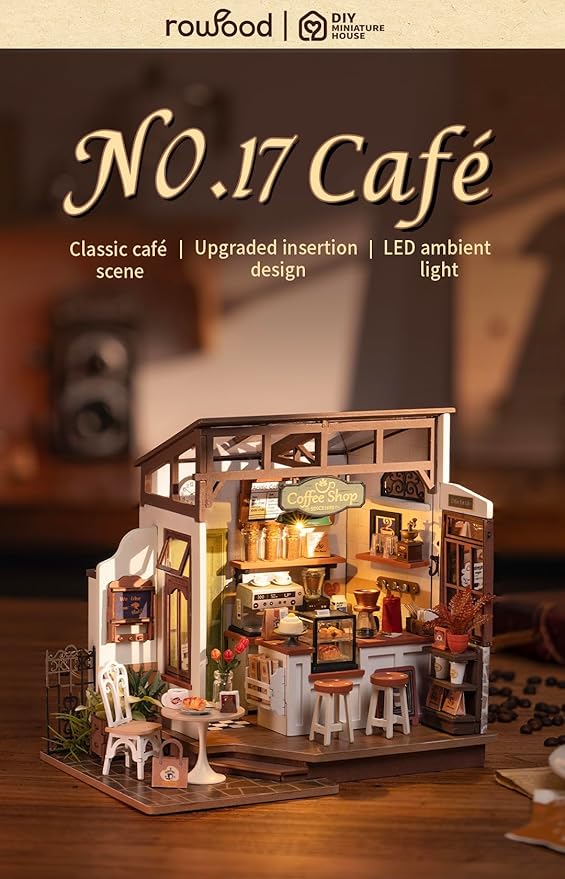 Rowood Coffee Miniature House Kit, Mother's Day DIY Miniature Dollhouse Kits - Image 2