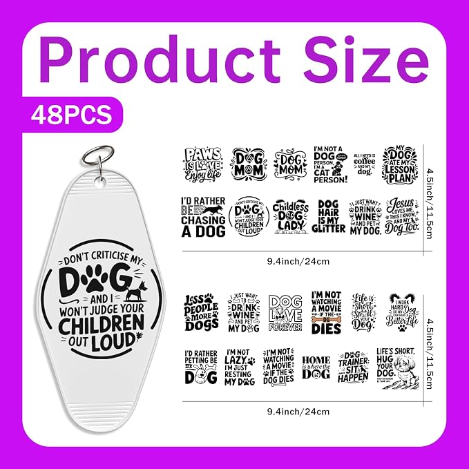 48PCS UV DTF Stickers Dog Quotes Transfer Sticker - Image 2