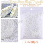 qiipii 3200PCS 4mm White AB Round Half Round Pearls - Image 2