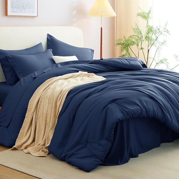 CozyLux Twin XL Comforter Set Navy Blue, 5 Pieces Bed in a Bag Twin Extra Long - Image 9