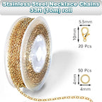 33ft Gold Chain for Jewelry Making Non-Tarnish 18K Gold Plated Stainless Steel - Image 2