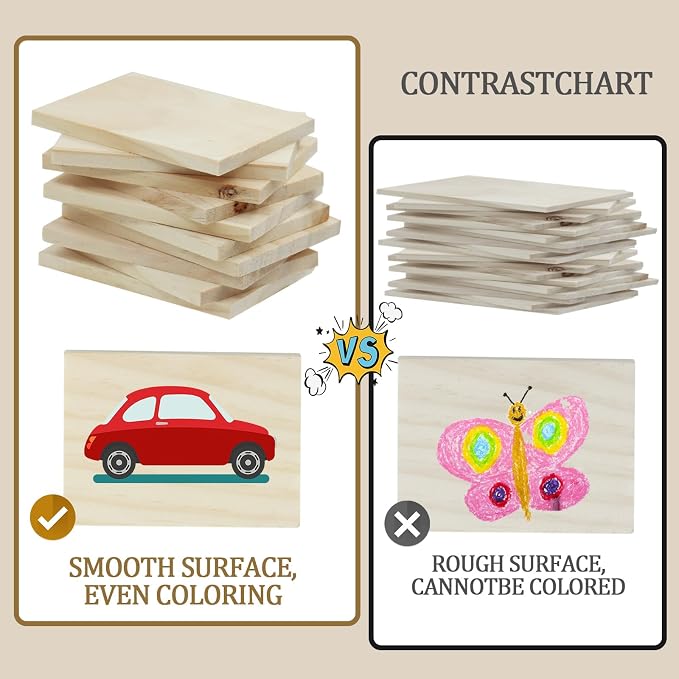 30PCS Wooden Squares for Crafts, 1/4 Inch Thick Natural Blank Square MDF Blocks - Image 7