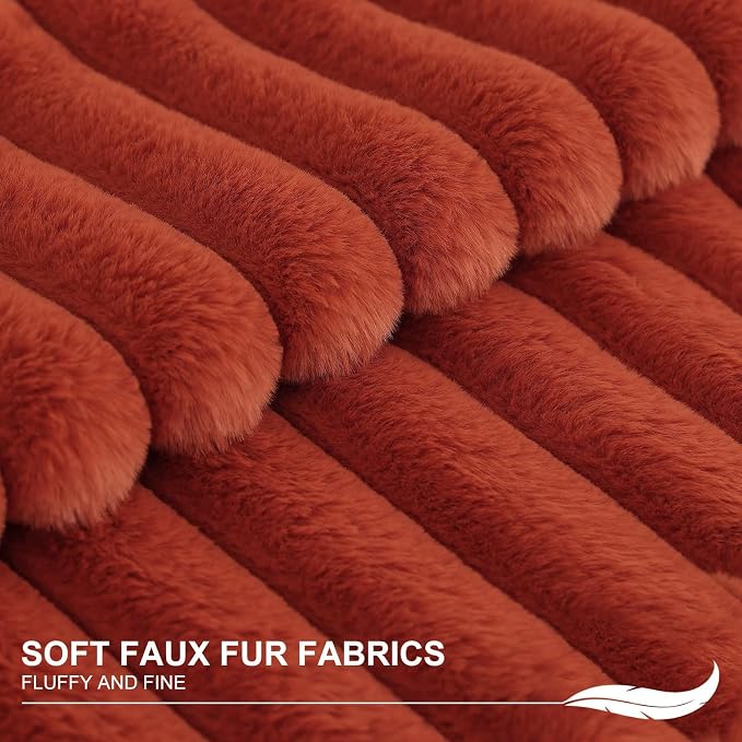 Pallene Faux Fur Plush Fall Throw Pillow Covers 26x26 Set of 2, Luxury Soft - Image 2