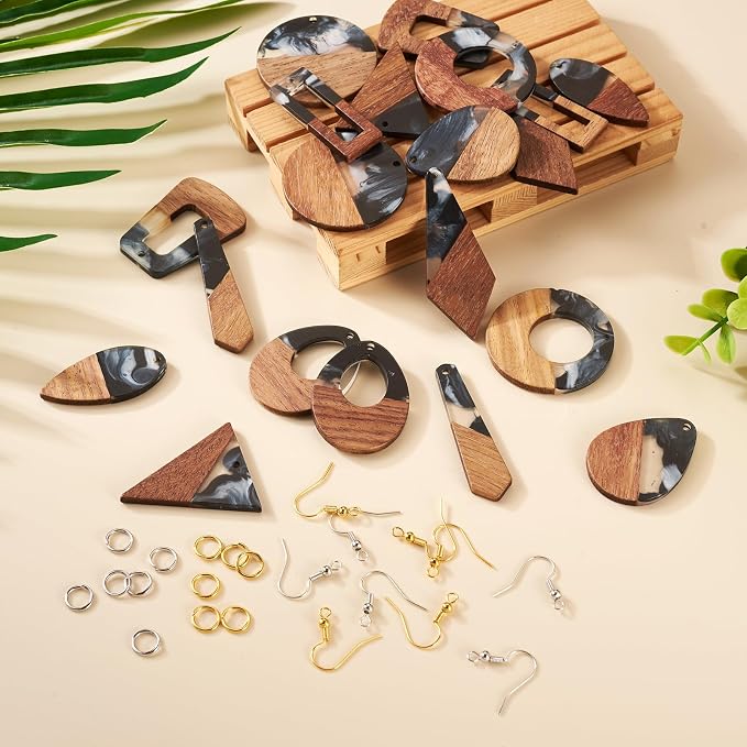 FASHEWELRY 20Pcs Resin Wood Earring Charms Milk Cow Wooden Earring Blanks - Image 7