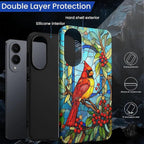 for Samsung Galaxy S25 Edge Case, Stained Glass Cardinal Bird Pattern Glossy 2 - Image 3