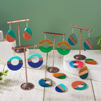 FASHEWELRY 24Pcs Mixed Color Resin Wood Earring Charms Round Wooden Earring - Image 3