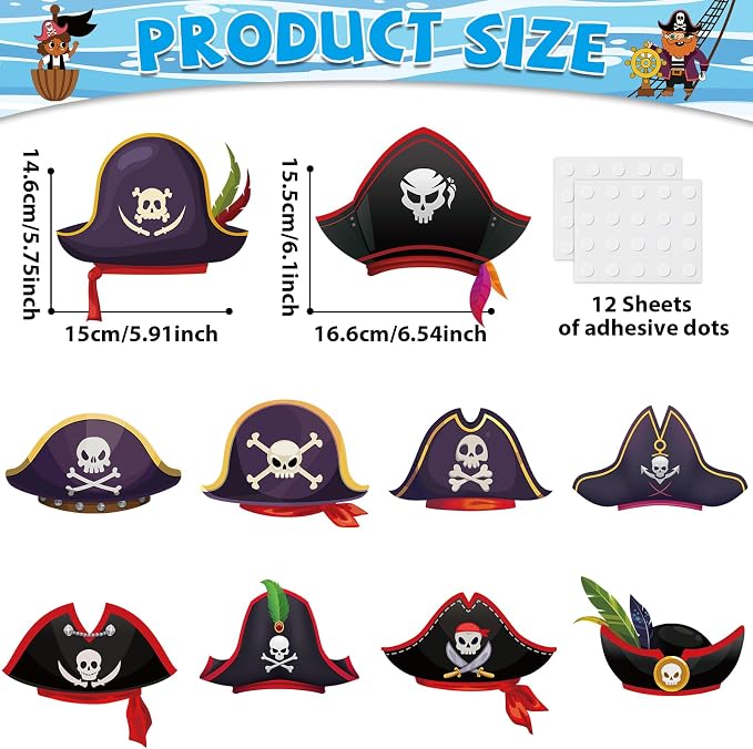 gisgfim 80Pcs Pirate Cutouts Adventure Decorations Bulletin Board Skull Hat - Image 2