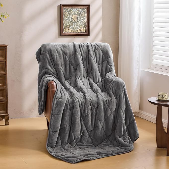 Super Fuzzy Soft Sherpa Fleece Weighted Blanket, 15 lbs Dual Sided Fluffy Heavy - Image 7