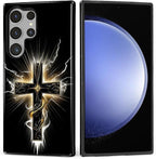 for Samsung Galaxy S24 Ultra Case, Cool Cross Pattern Glossy 2 in 1 Shockproof - Image 2