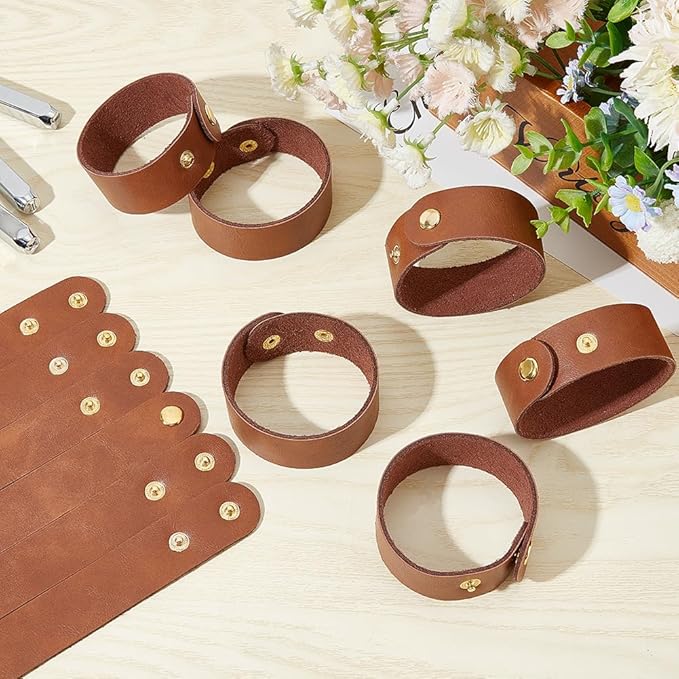 OLYCRAFT 12pcs Adjustable Leather Bracelets 8.6x1 Inch Blank Genuine Leather - Image 5