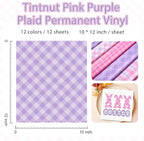 Tintnut Pink Purple Plaid Permanent Vinyl, waterproof, easy peel & stick - Image 2